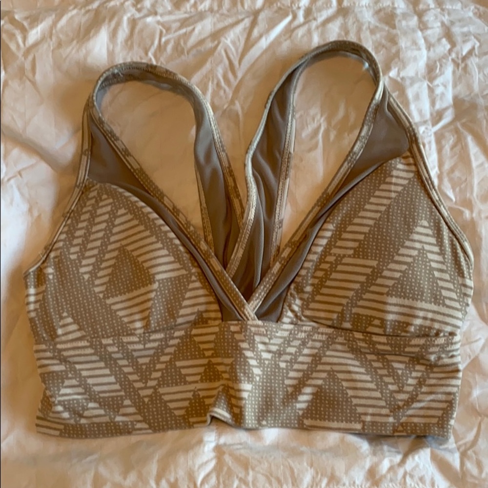 Aerie Cream & Tan Sports Bra Print Size S